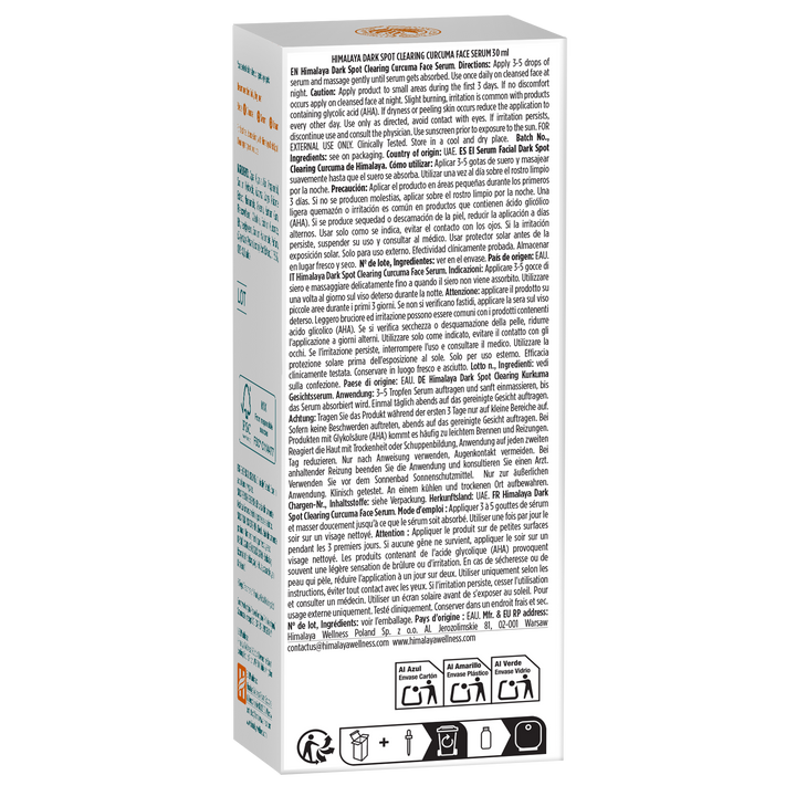 Siero viso alla curcuma schiarente delle macchie scure dell'Himalaya