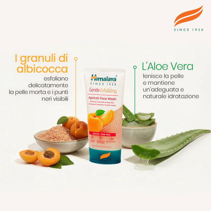 Detergente viso ad azione esfoliante delicata