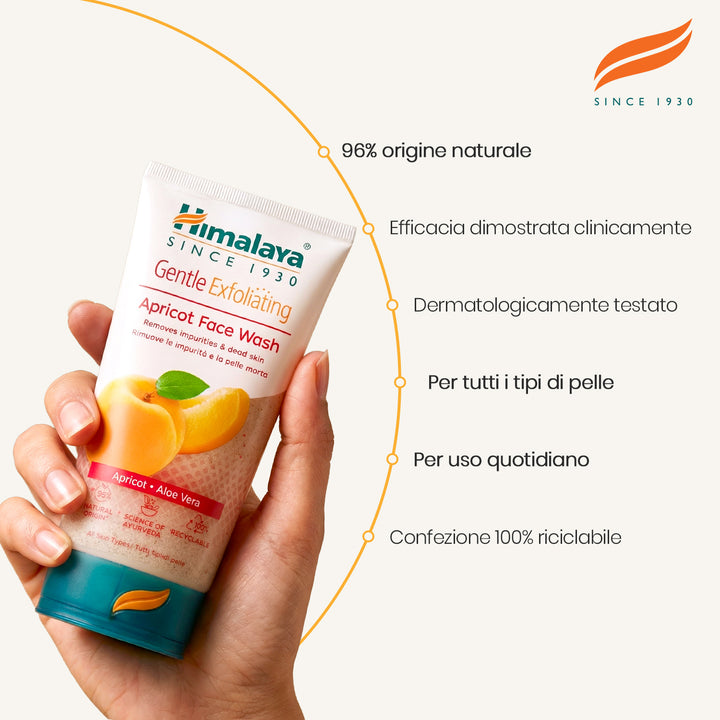 Detergente viso ad azione esfoliante delicata
