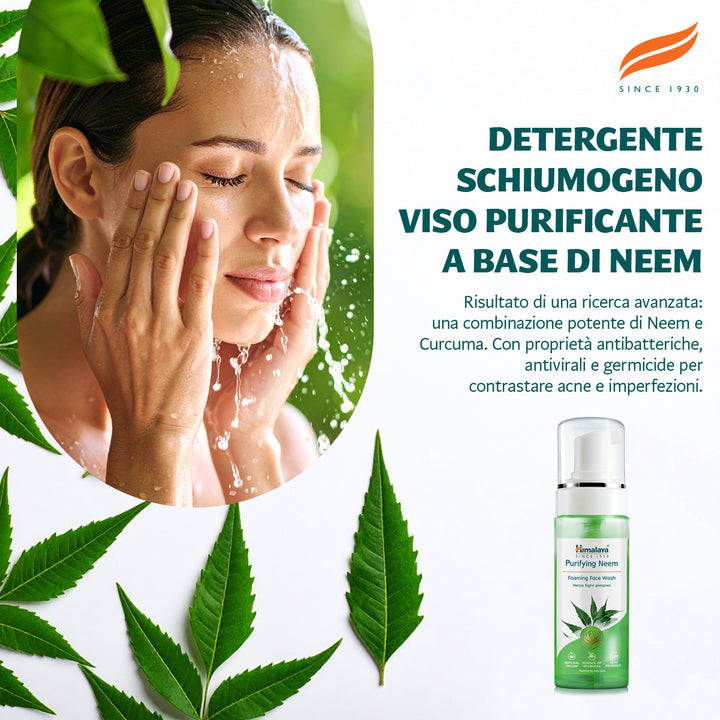 Mousse detergente viso purificante a base di Neem