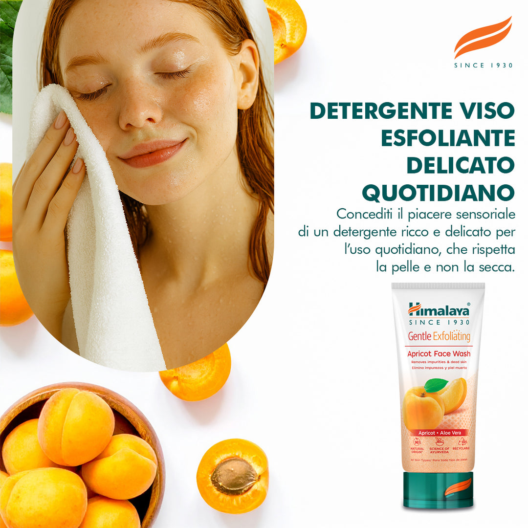 Detergente viso ad azione esfoliante delicata