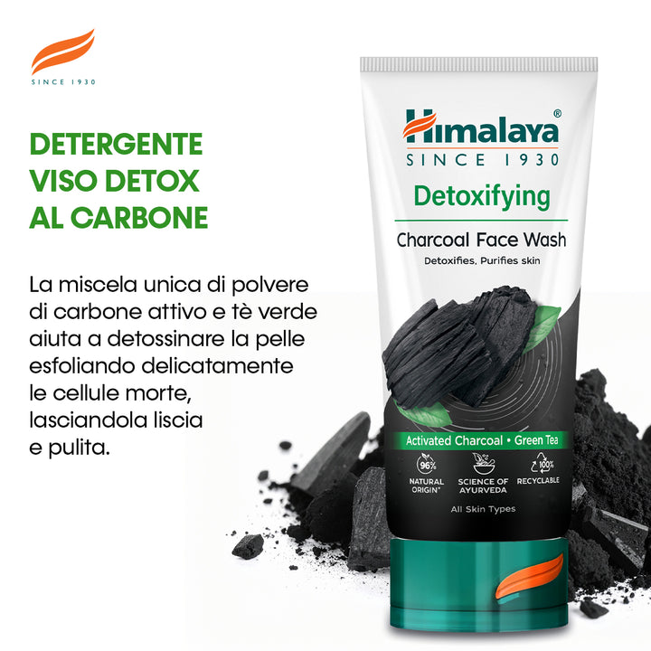 Lavaggio viso disintossicante con carbone attivo e tè verde 150 ml