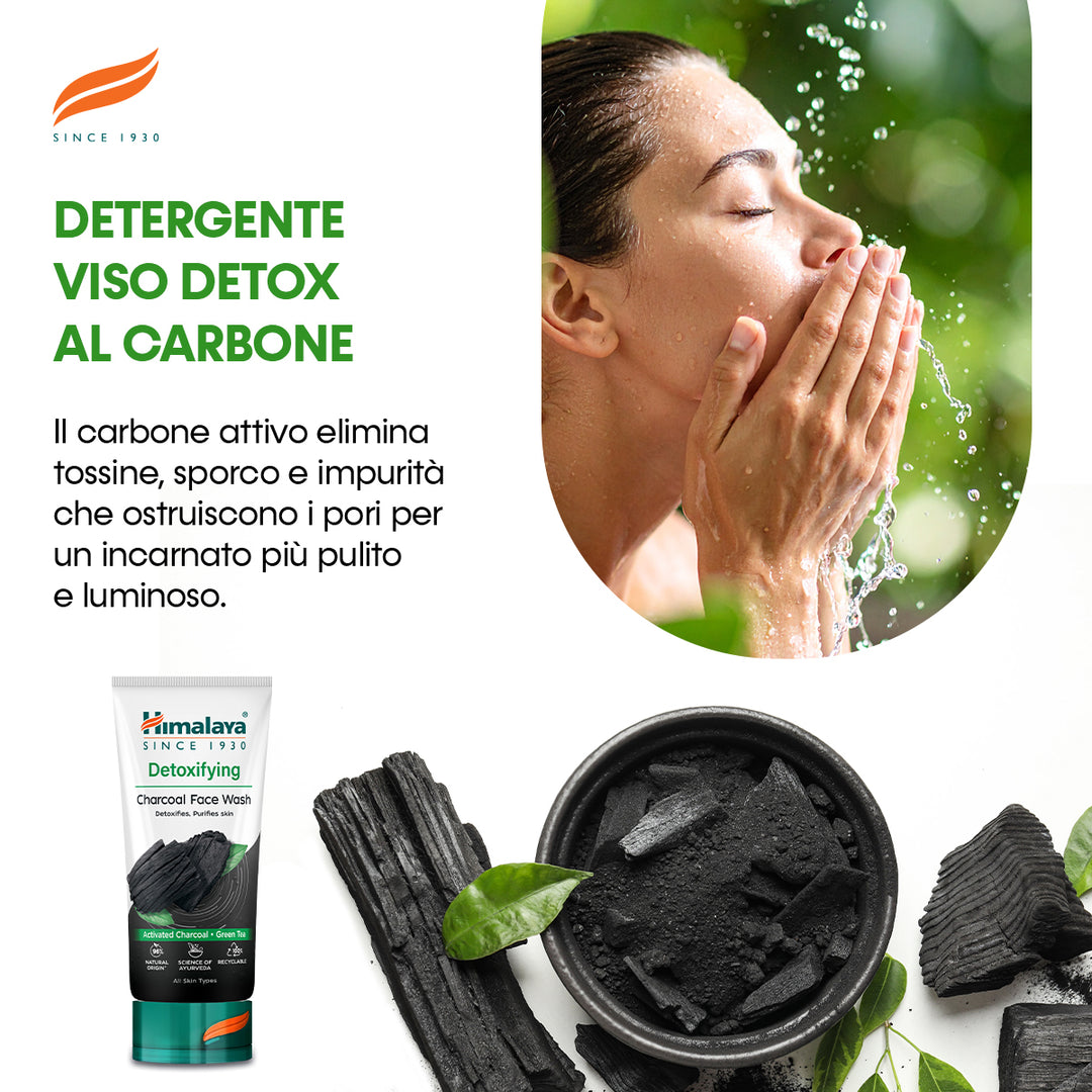 Lavaggio viso disintossicante con carbone attivo e tè verde 150 ml
