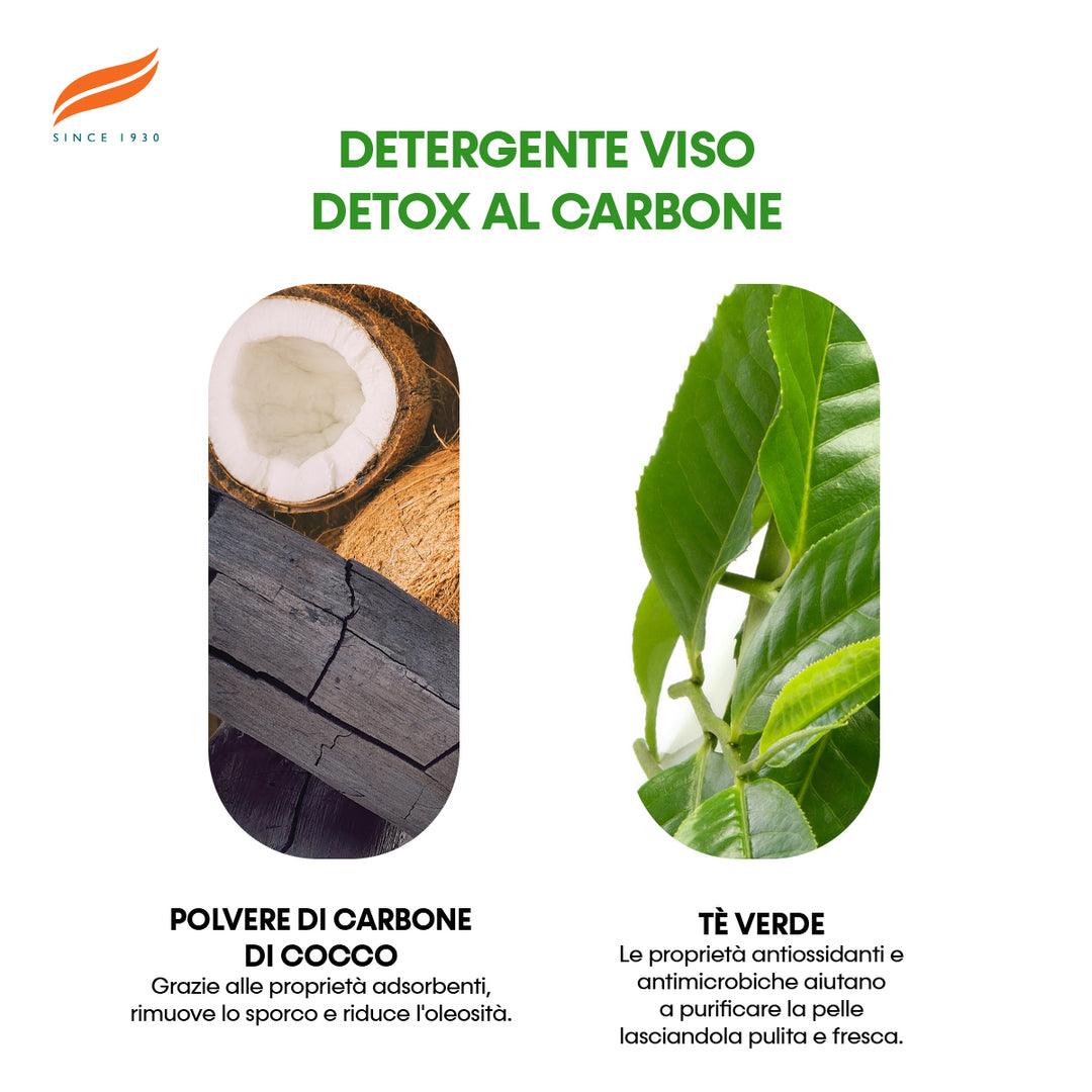 Lavaggio viso disintossicante con carbone attivo e tè verde 150 ml