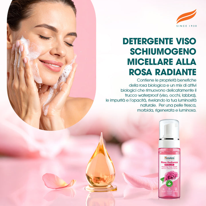HIMALAYA MOUSSE DETERGENTE VISO MICELLARE ILLUMINANTE ALLA ROSA 150ML