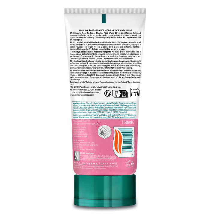 HIMALAYA DETERGENTE VISO MICELLARE ILLUMINANTE ALLA ROSA 150ML