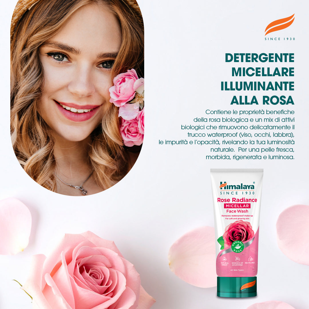 HIMALAYA DETERGENTE VISO MICELLARE ILLUMINANTE ALLA ROSA 150ML