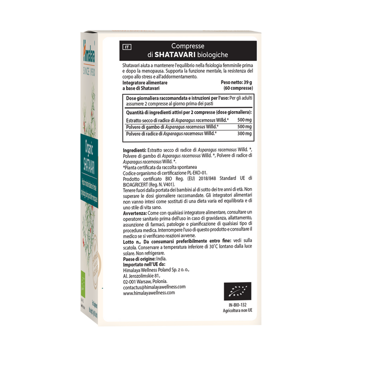 Himalaya Organic Shatavari 60 compresse