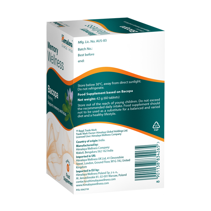 Himalaya Memory Wellness Focus Bacopa (Brahmi) - 60 Compresse
