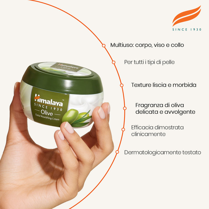 Crema ad alta azione nutriente a base di olio di oliva