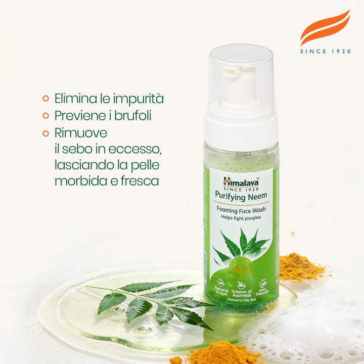 Mousse detergente viso purificante a base di Neem