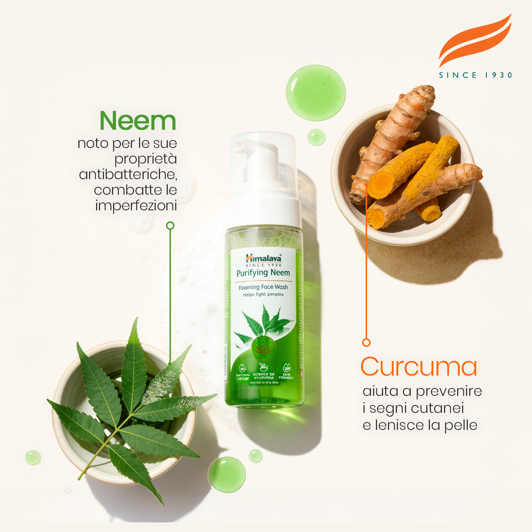 Mousse detergente viso purificante a base di Neem