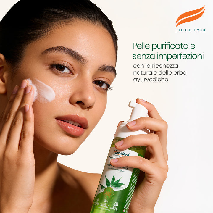 Mousse detergente viso purificante a base di Neem