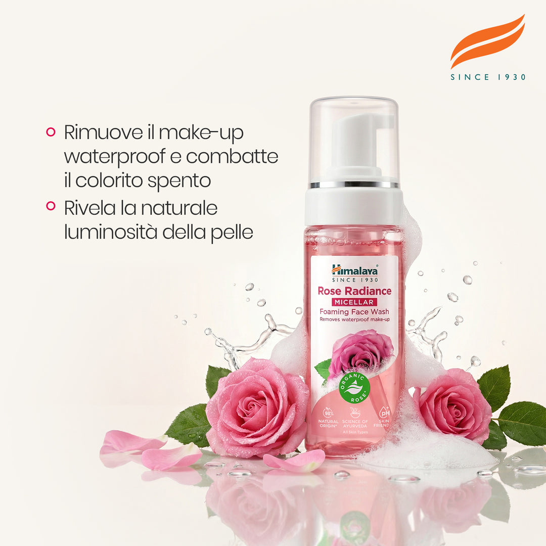 HIMALAYA MOUSSE DETERGENTE VISO MICELLARE ILLUMINANTE ALLA ROSA 150ML