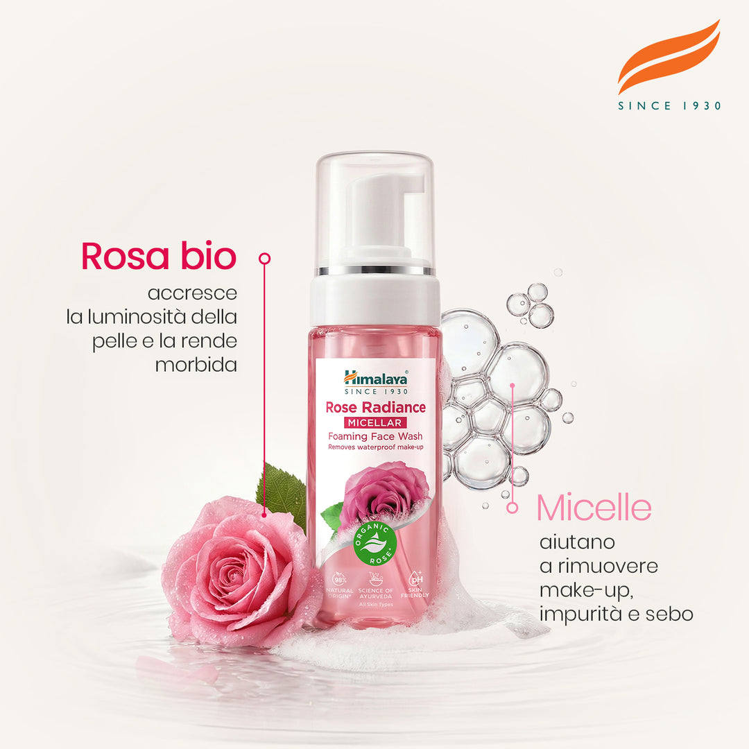 HIMALAYA MOUSSE DETERGENTE VISO MICELLARE ILLUMINANTE ALLA ROSA 150ML