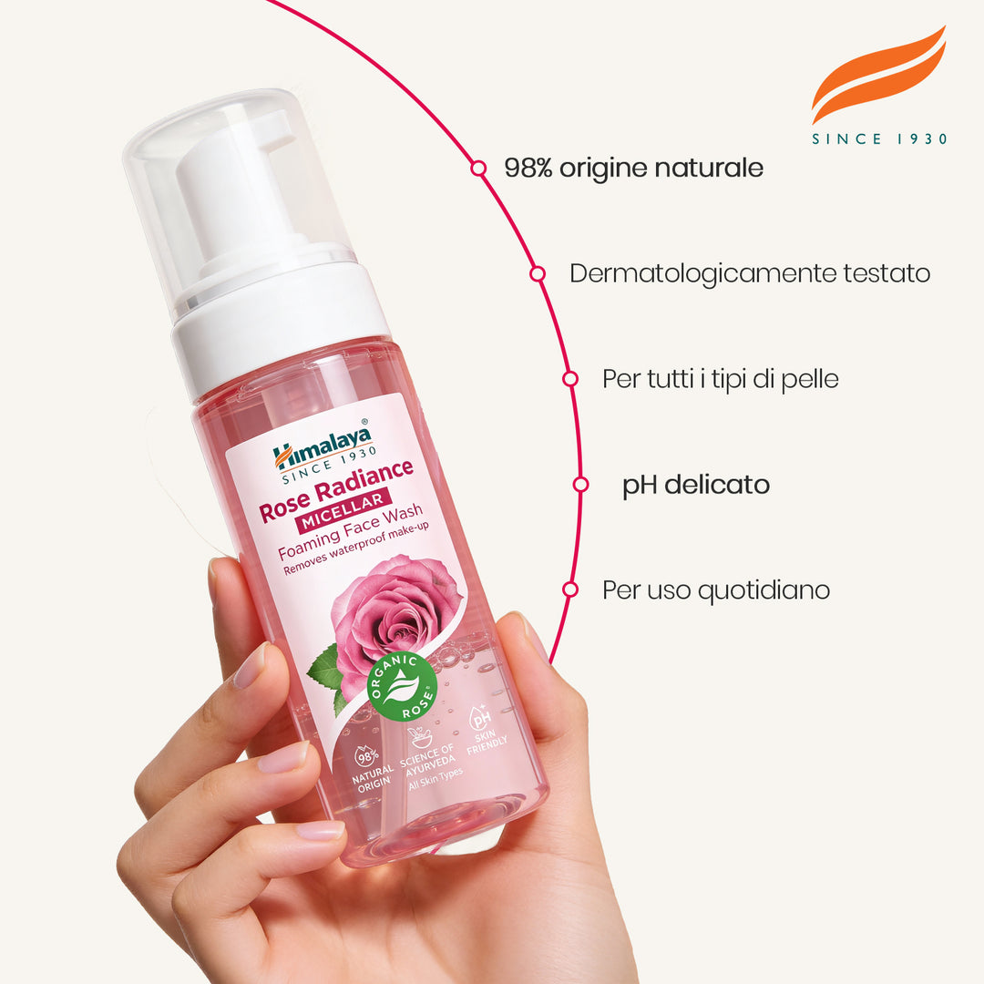 HIMALAYA MOUSSE DETERGENTE VISO MICELLARE ILLUMINANTE ALLA ROSA 150ML
