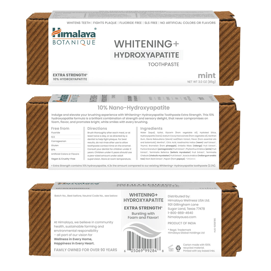 Himalaya Botanique Whitening+ Hydroxyapatite Dentifricio - Extra Strength Mint 85g