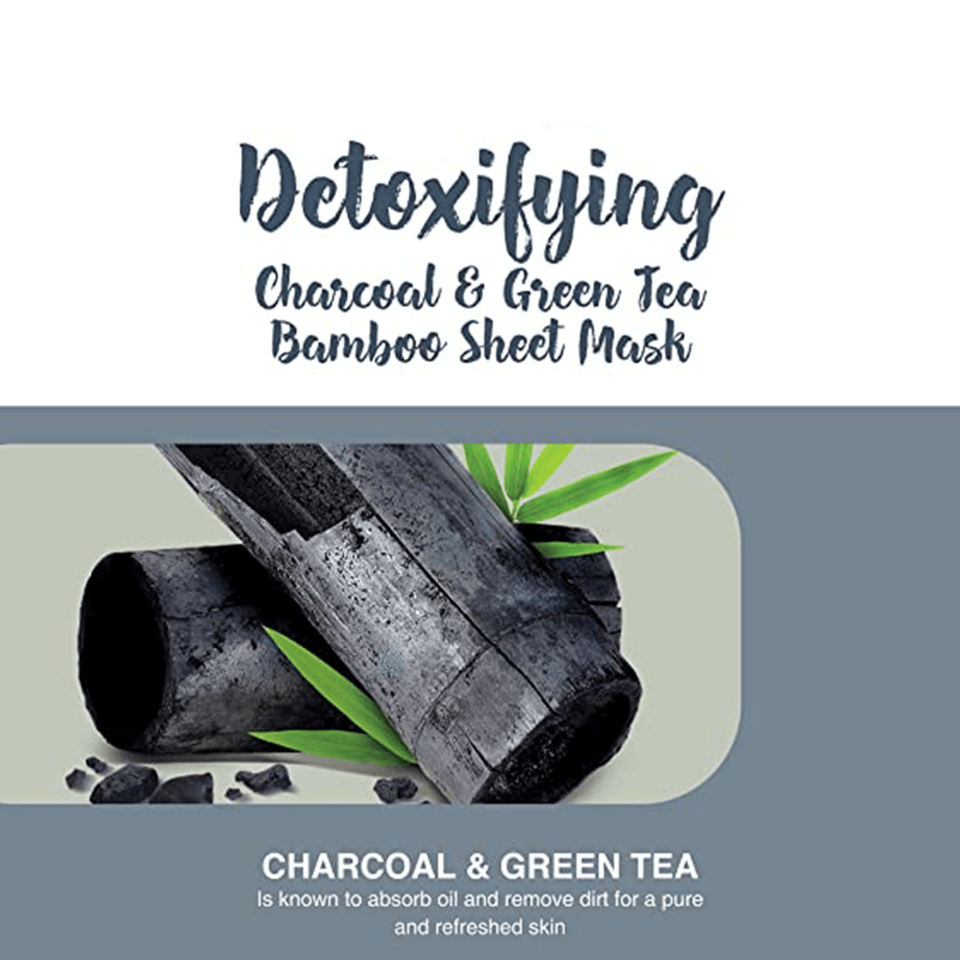 Maschera in tessuto di bambù Detox al Carbone e Tè verde